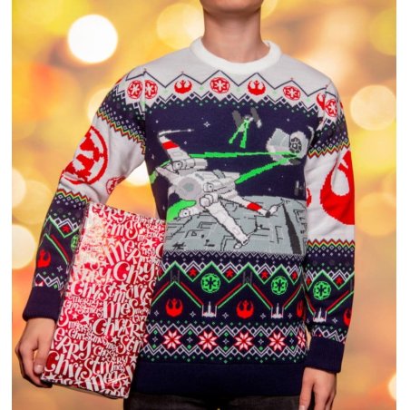 Star Wars Christmas Sweater X-Wing v TIE Fighter Size M