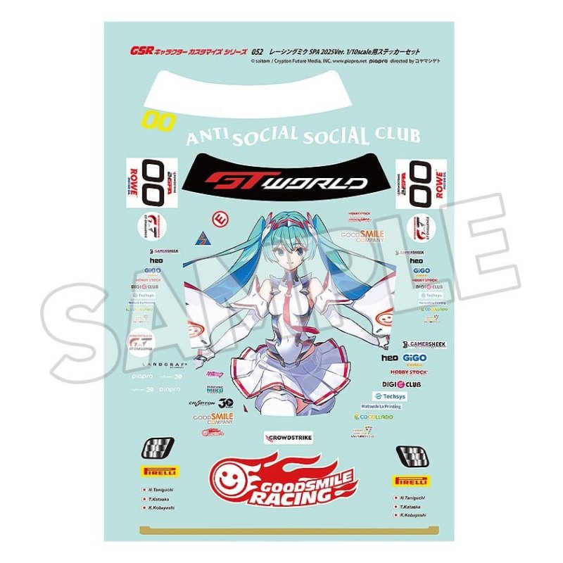 Hatsune Miku GSR Character Customization Series 052 Sticker Set for GSR Cars 1/10 Racing Miku SPA 2025 Ver.