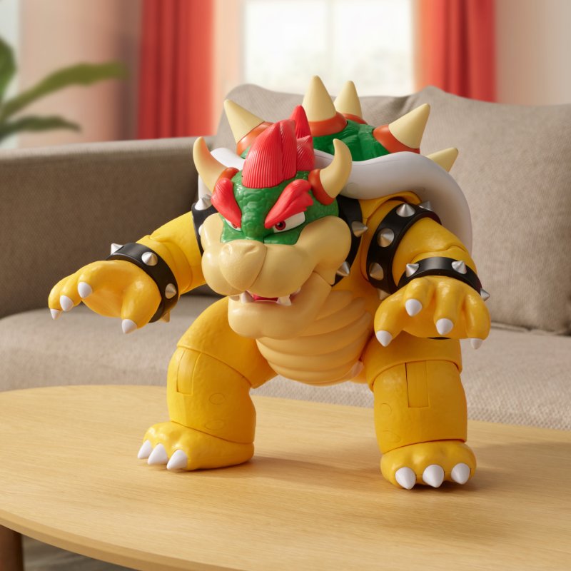 Super Mario Big Bad Bowser 12" / 30cm Feature Action Figure, Officially Licensed by , Interactive Figure, Light and