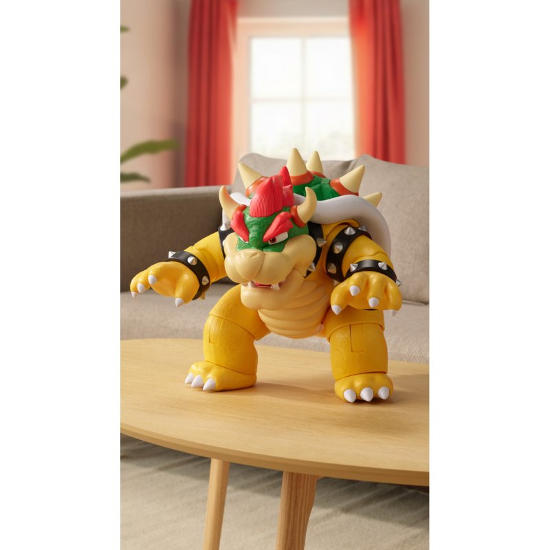 Super Mario Big Bad Bowser 12" / 30cm Feature Action Figure, Officially Licensed by , Interactive Figure, Light and