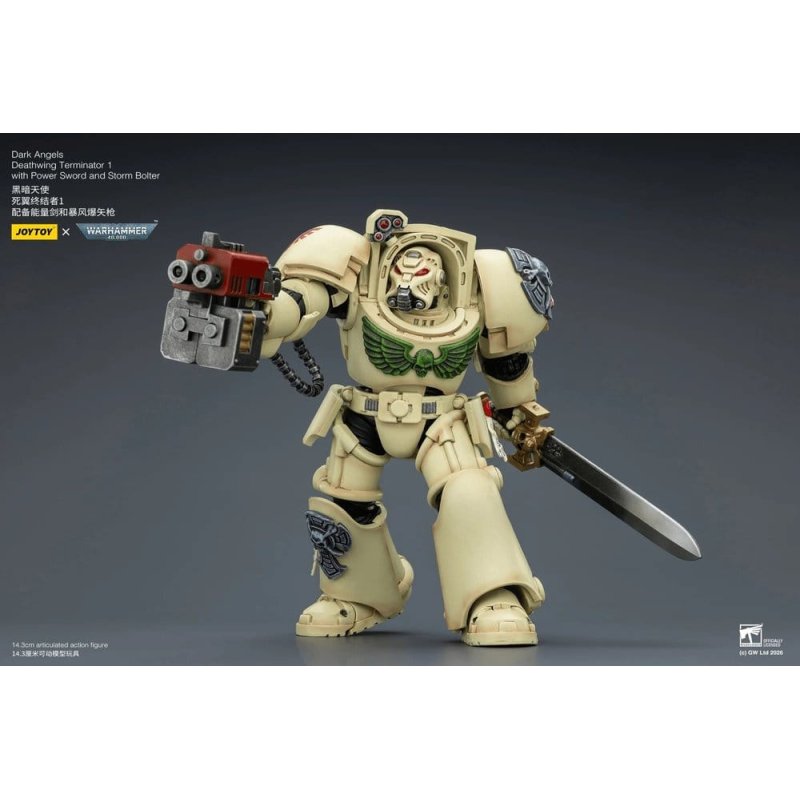 Warhammer 40,000 Action Figure Dark Angels Deathwing Terminator 1 with Power Sword and Storm Bolter 14 cm