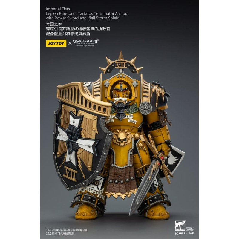 Warhammer Imperial Fists Action Figure Legion Praetor in Tartaros Terminator Armourwith Power Sword and Vigil Storm