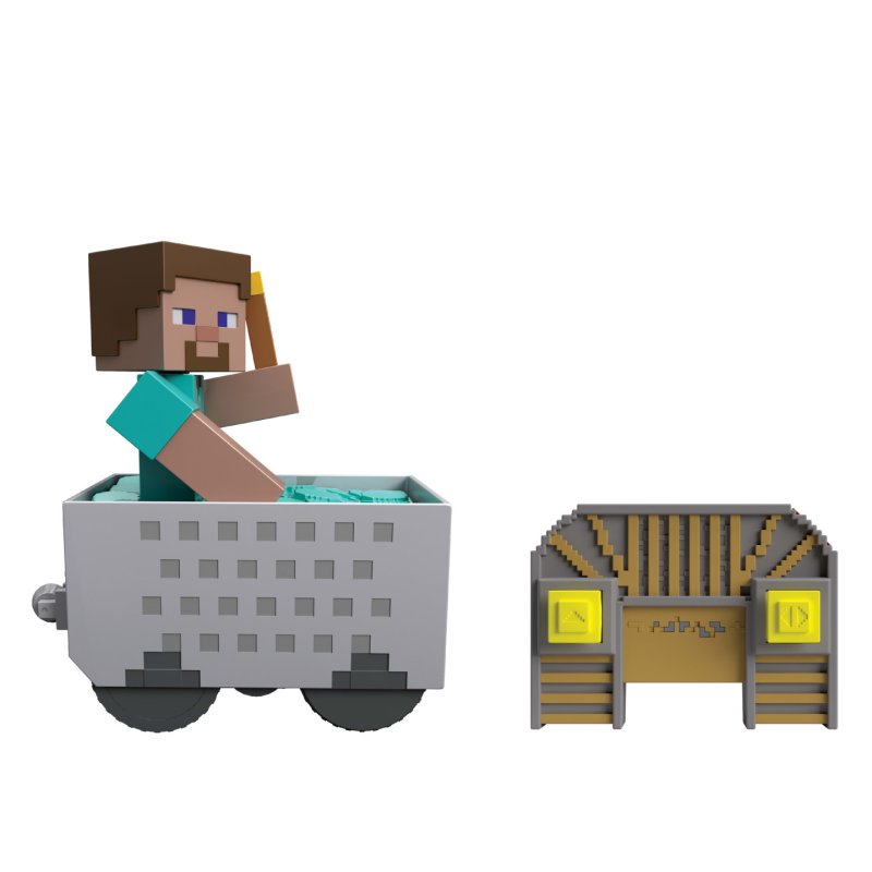 Minecraft Minecart RC & Steve, Wheelie Stunt & Turbo Boost, Lights & Digital Item Code