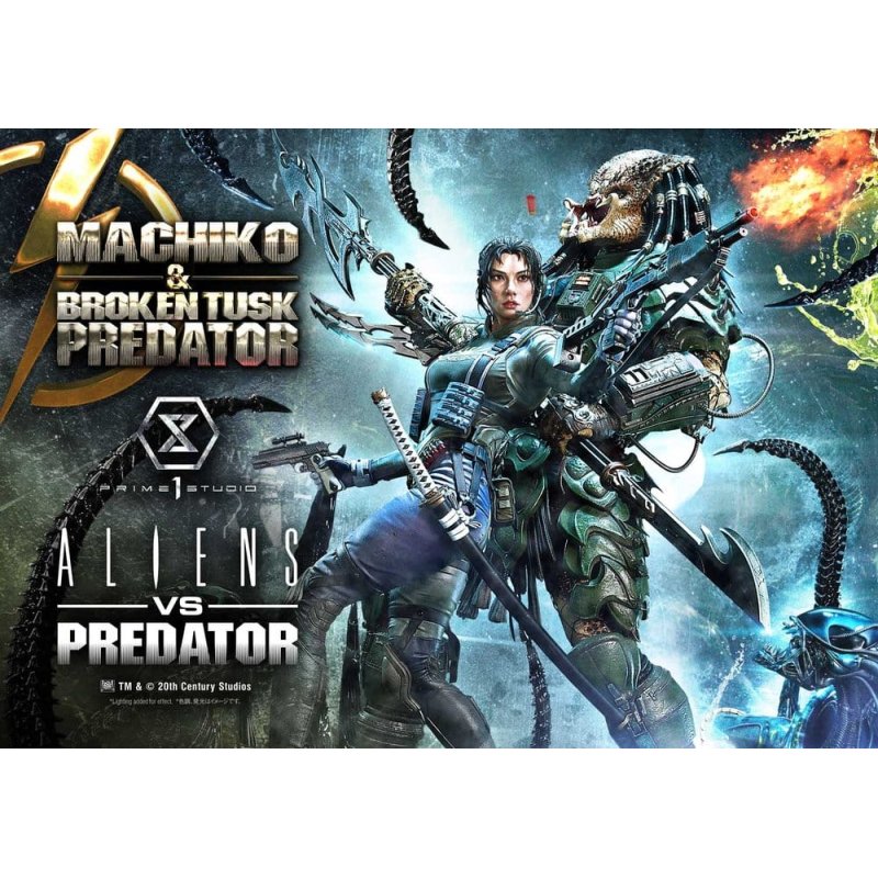 Aliens vs. Predator (Comic) Ultimate Premium Masterline Statue 1/4 Machiko & Broken Tusk Predator 79 cm