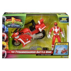 Mighty Morphin Power Rangers Battle Bike Vehicle Tyrannosaurus Rex with Red Ranger 18 cm