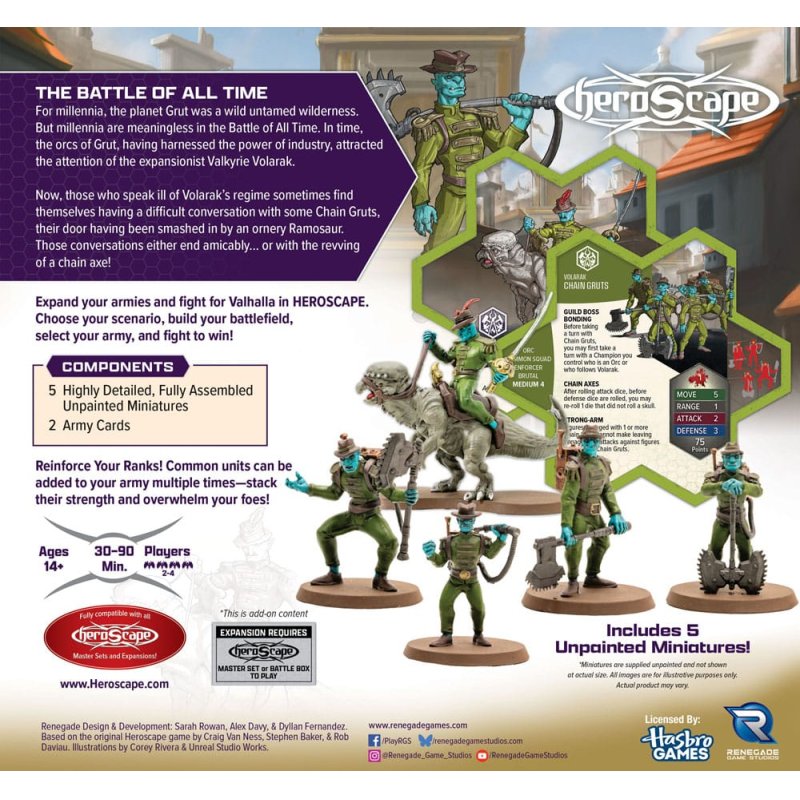 Heroscape Army Expansion Age of Annihilation Chain Gruts & Ramosaur Rider (Common) *English Version*