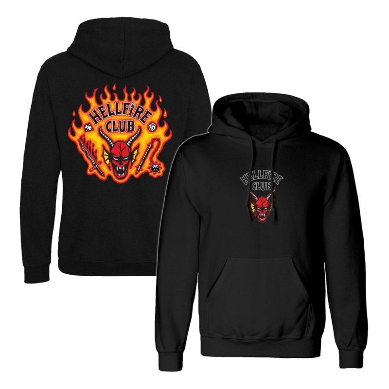 Stranger Things Hooded Sweater Hellfire Club Flames Size M