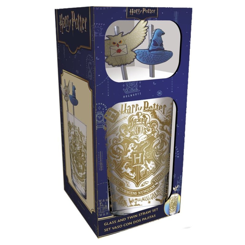 Harry Potter Glass Tumbler with Straws Magic &amp Mayhem 485 ml