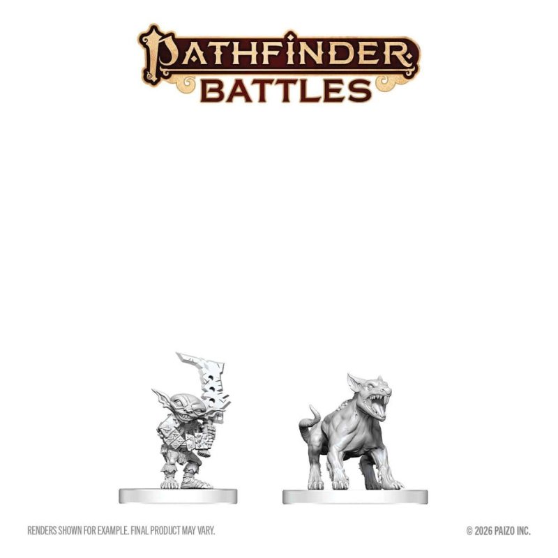 Pathfinder Battles Deep Cuts Unpainted Miniature Goblin Commando & Goblin Dog 13 cm