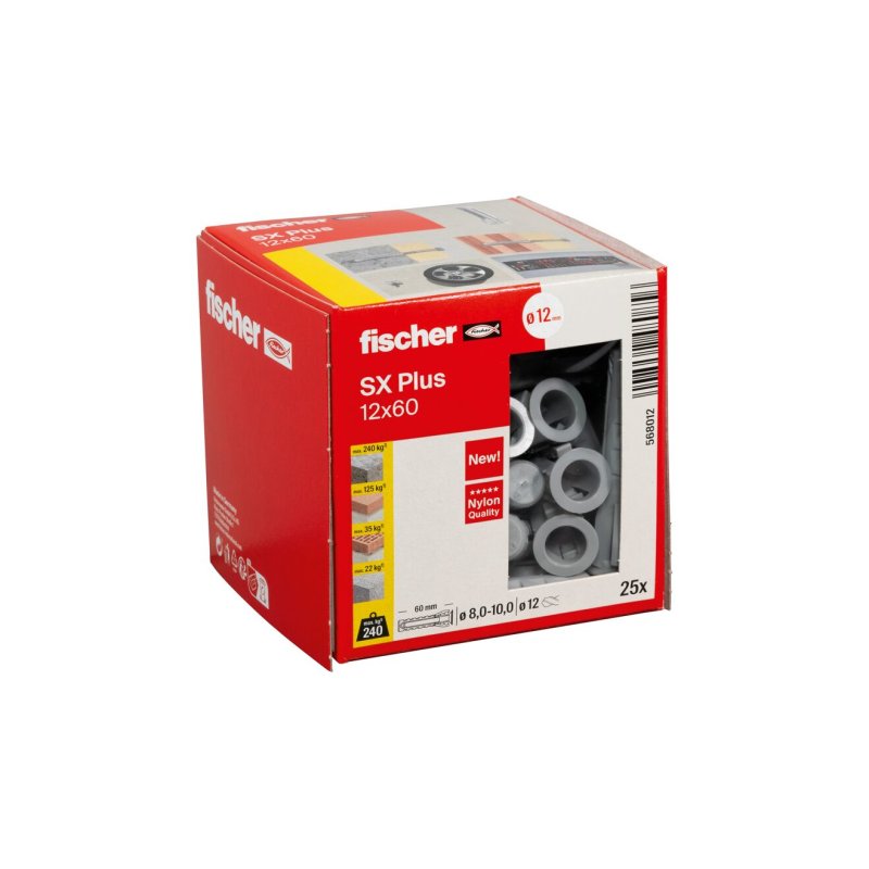 Fischer 568012 ancrage à vis et cheville murale 25 pièce(s) Ancre d'expansion 60 mm