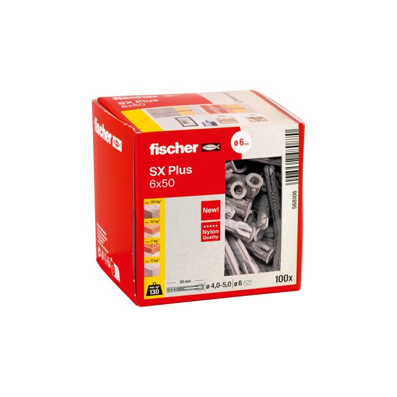 Fischer 568106 ancrage à vis et cheville murale 100 pièce(s) Ancre d'expansion 50 mm