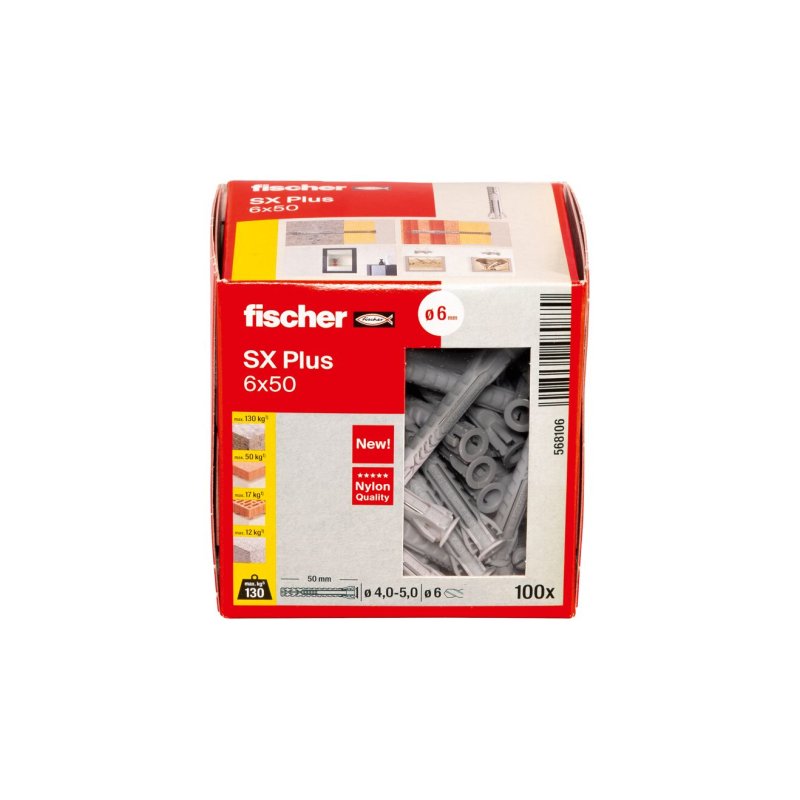 Fischer 568106 ancrage à vis et cheville murale 100 pièce(s) Ancre d'expansion 50 mm