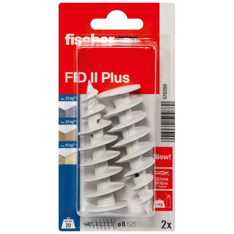 Fischer 570350 ancrage à vis et cheville murale 2 pièce(s)