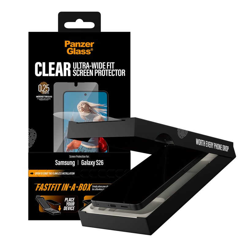 PanzerGlass Screen Protector Samsung Galaxy S26 | Ultra-Wide Fit w. Fastfit in-a-box