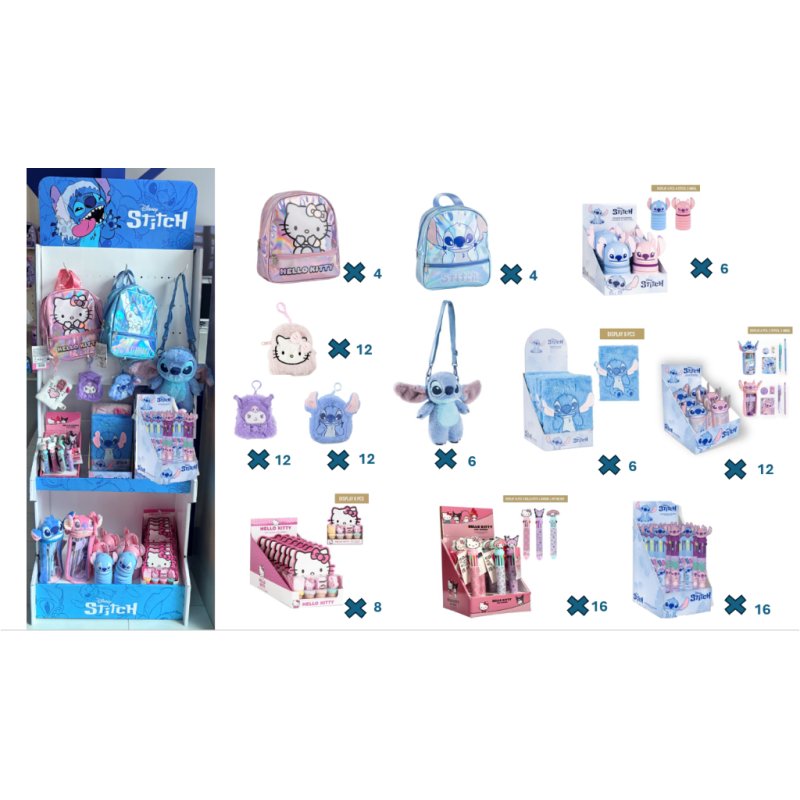 ASSORTIMENT STITCH HELLO KITTY 75 PCS