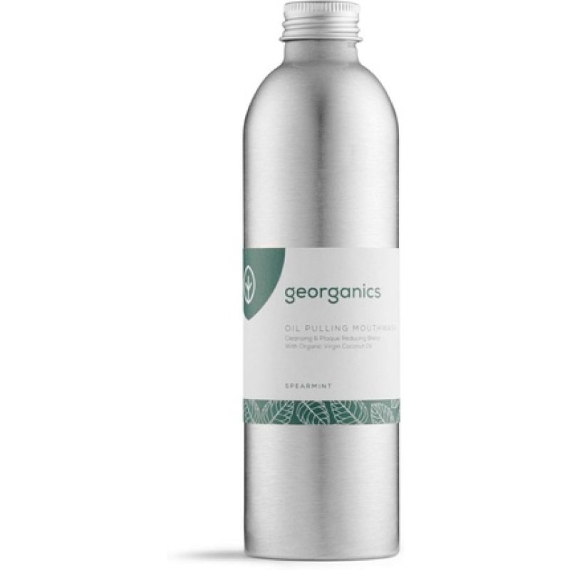 Georganics Whitening Oil Pulling Mouthwash Spearmint Plaque-Reducing Coconut