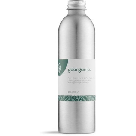 Georganics Whitening Oil Pulling Mouthwash Spearmint Plaque-Reducing Coconut