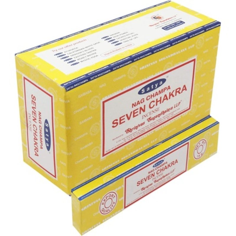 Satya Nag Champa Seven Chakra Incense Sticks Agarbatti 180 Grams Box | 12 Packs