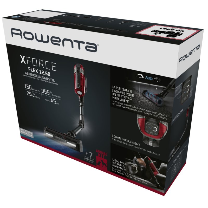 Rowenta RH98A8 Aspirateur-balai 2 en 1 Batterie Sec Sans sac 0,9 L 320 W Rouge, Gris