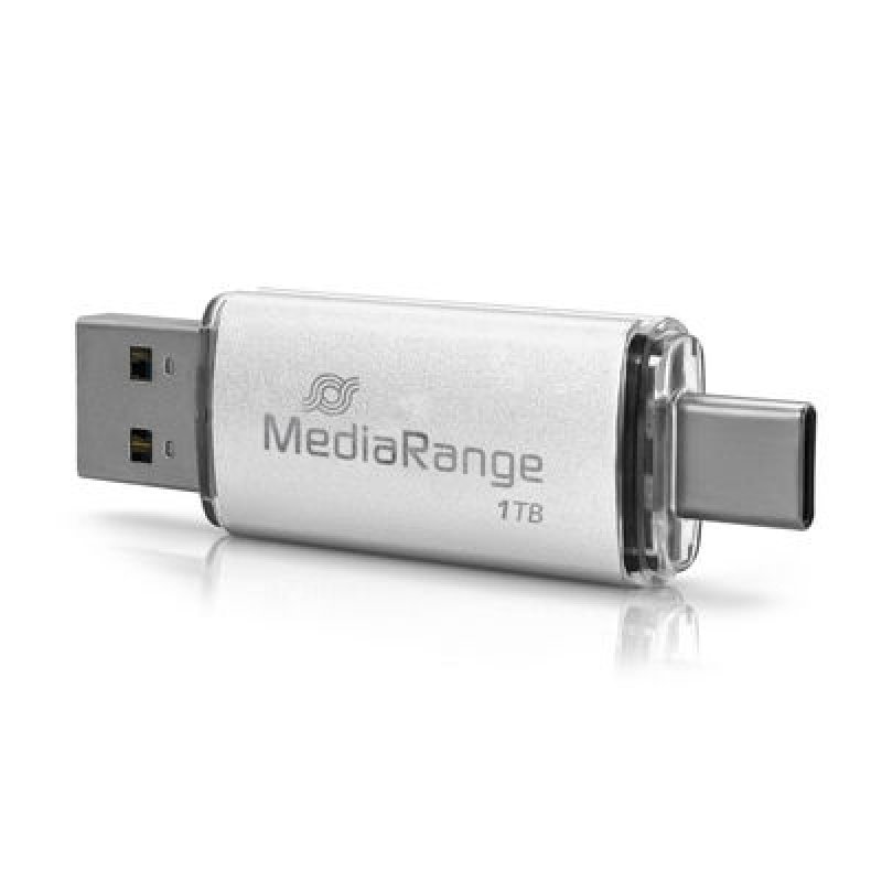 STICK MediaRange USB-Stick 3.2 Gen 1 USB-A und USB-C, 1TB silber