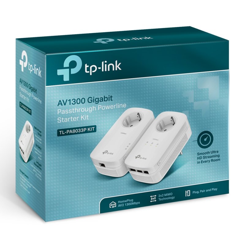 TP-Link TL-PA8033P KIT Adaptateur réseau CPL 1300 Mbit/s Ethernet/LAN Blanc 2 pièce(s)