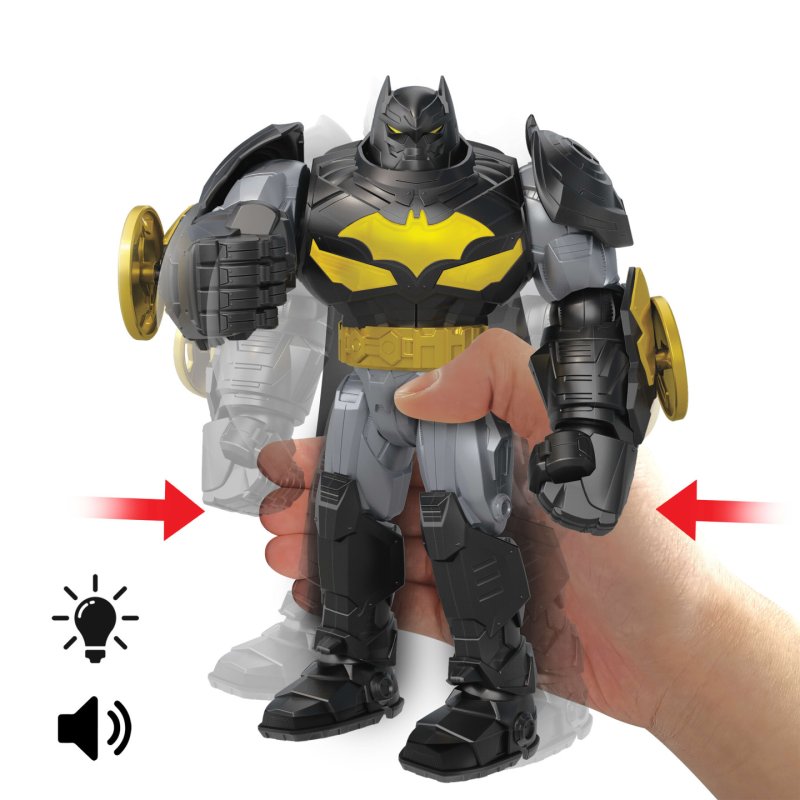DC Comics DC Premier 6.5 Inch Oversized Armored Batman Feature Figure, Battle Disc Action, 8 Lights & Sounds