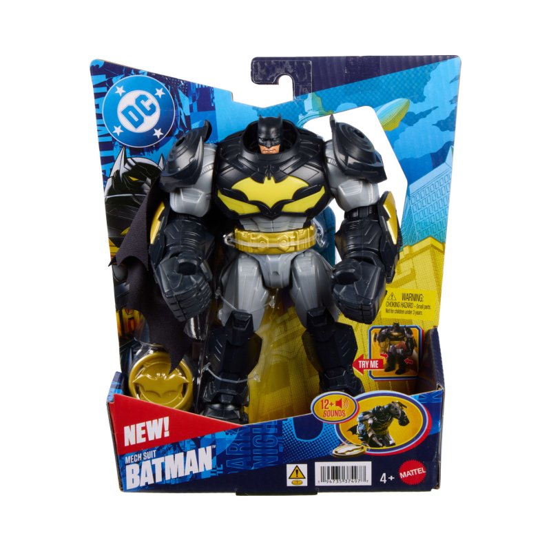 DC Comics DC Premier 6.5 Inch Oversized Armored Batman Feature Figure, Battle Disc Action, 8 Lights & Sounds