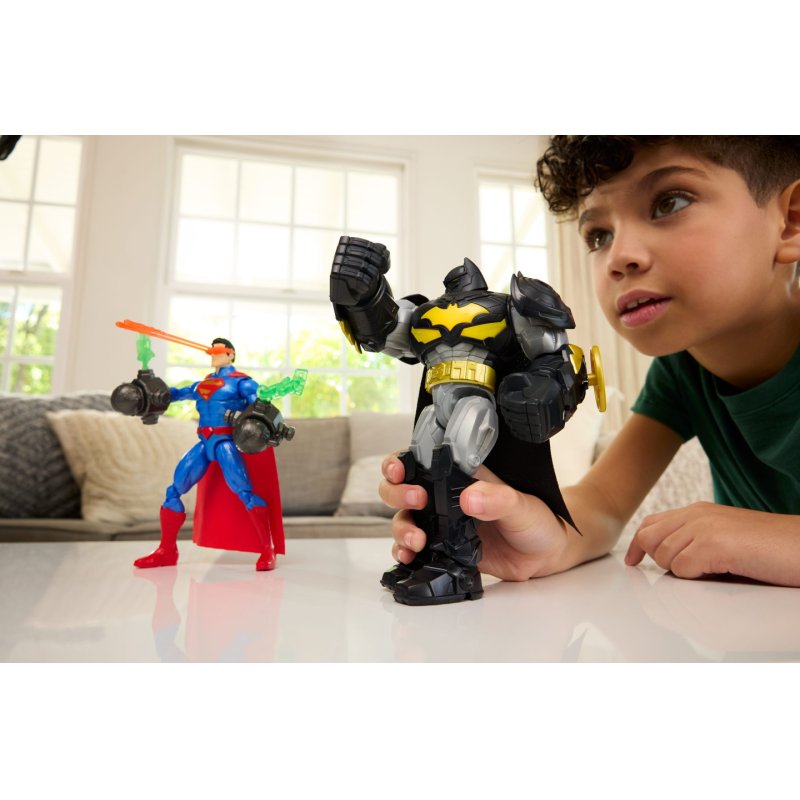 DC Comics DC Premier 6.5 Inch Oversized Armored Batman Feature Figure, Battle Disc Action, 8 Lights & Sounds