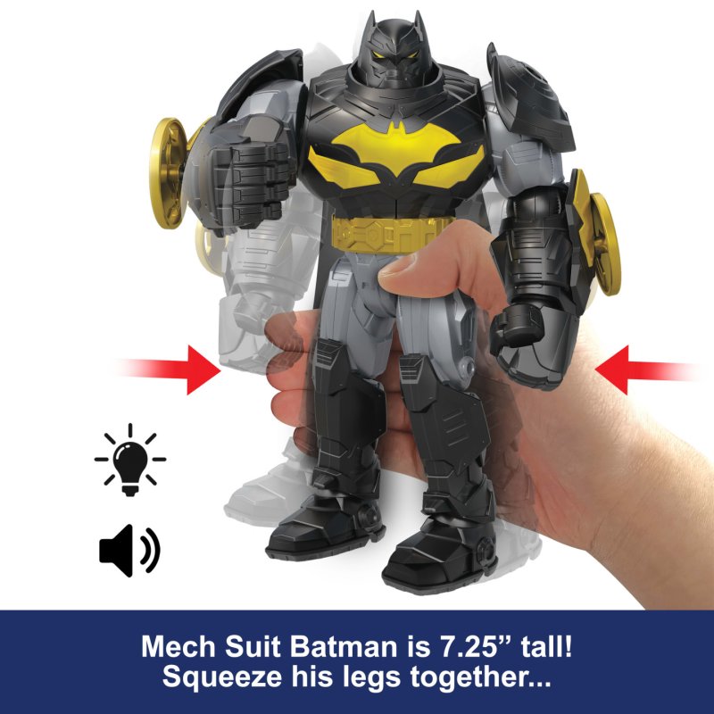 DC Comics DC Premier 6.5 Inch Oversized Armored Batman Feature Figure, Battle Disc Action, 8 Lights & Sounds