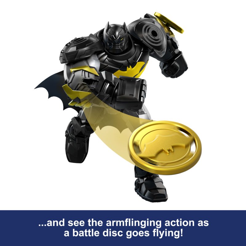 DC Comics DC Premier 6.5 Inch Oversized Armored Batman Feature Figure, Battle Disc Action, 8 Lights & Sounds