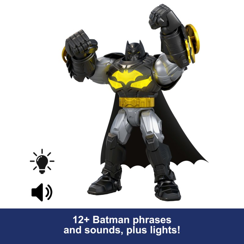 DC Comics DC Premier 6.5 Inch Oversized Armored Batman Feature Figure, Battle Disc Action, 8 Lights & Sounds