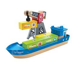 Bateau cargo et grue