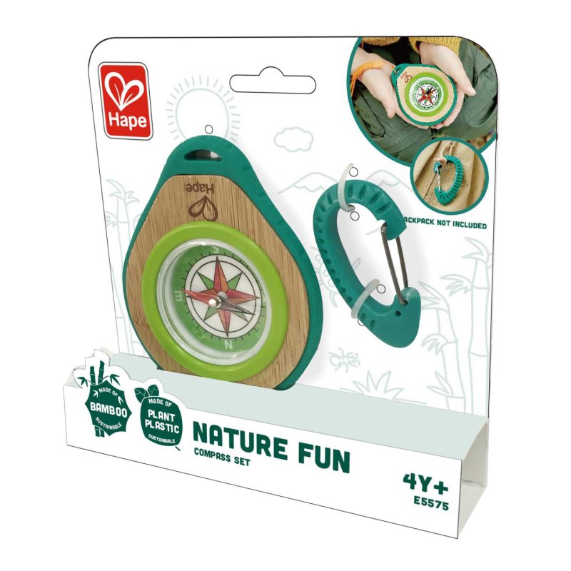 Hape Compass Set Magnetic navigational compass Bamboo, Plastic