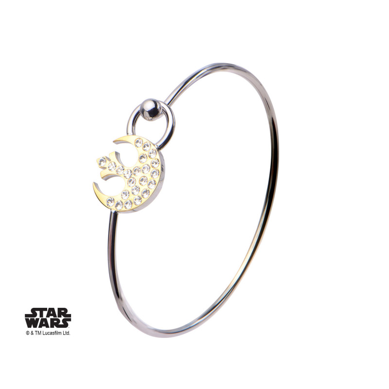 STAR WARS - Rebel Alliance Symbol with Clear Gem Bangle Bracelet