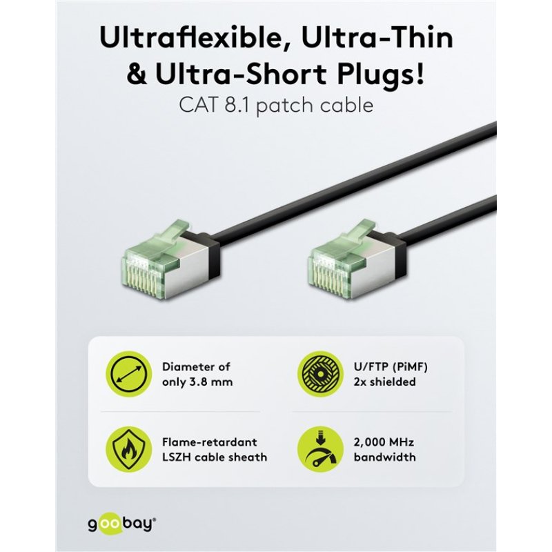 Goobay CAT 8.1 Patchkabel U/FTP Schwarz 0,25 m