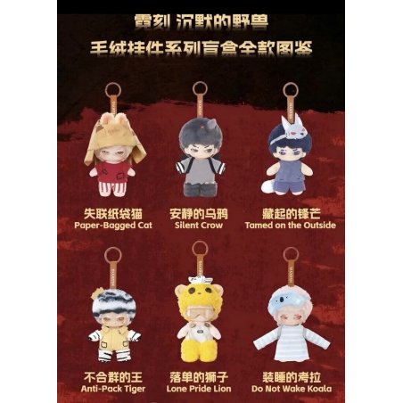 Neekyio Silent Beast Plush Keychain 15 cm Blind Box Display (6)