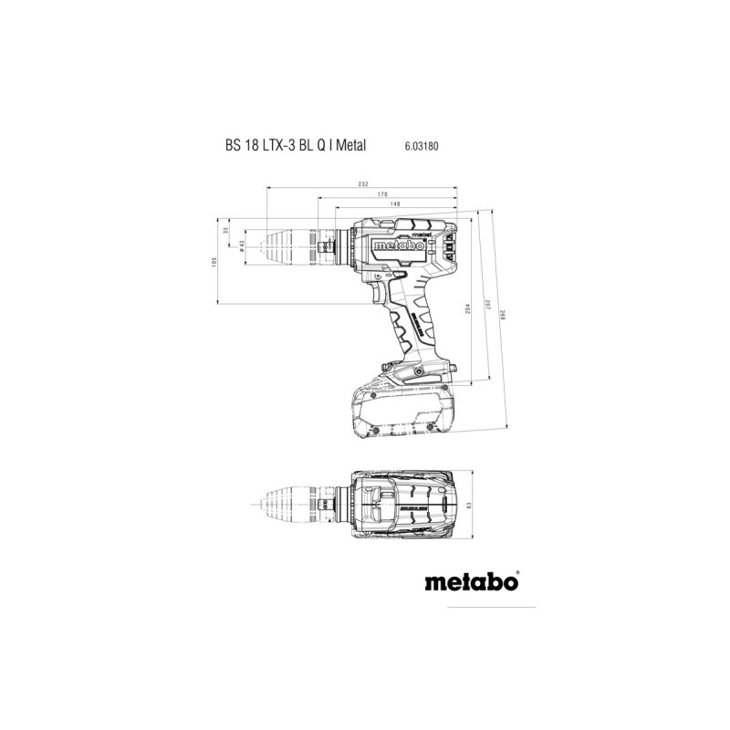BS 18 LTX-3 BL Q I Metal Akku-Bohrschrauber