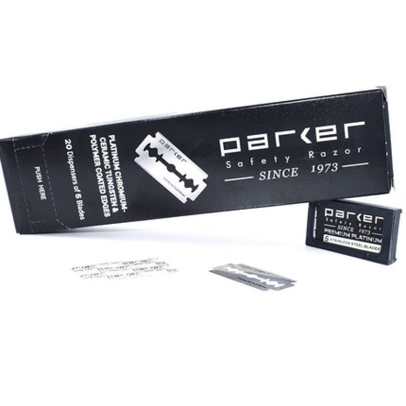 Parker Safety Razor Double Edge Safety Razor Blades Premium Platinum Stainless Steel with PTFE Tungsten and Chromium