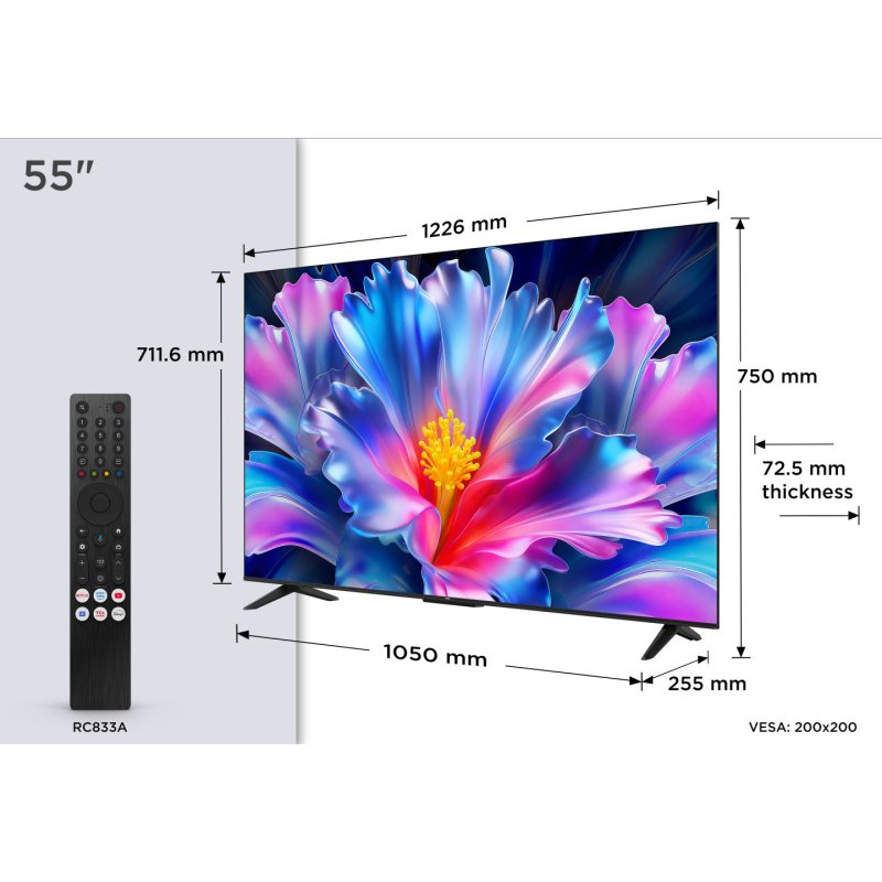 TCL P6L 55P6L TV 139.7 cm (55") 4K Ultra HD Smart TV Wi-Fi Black 270 cd/m²