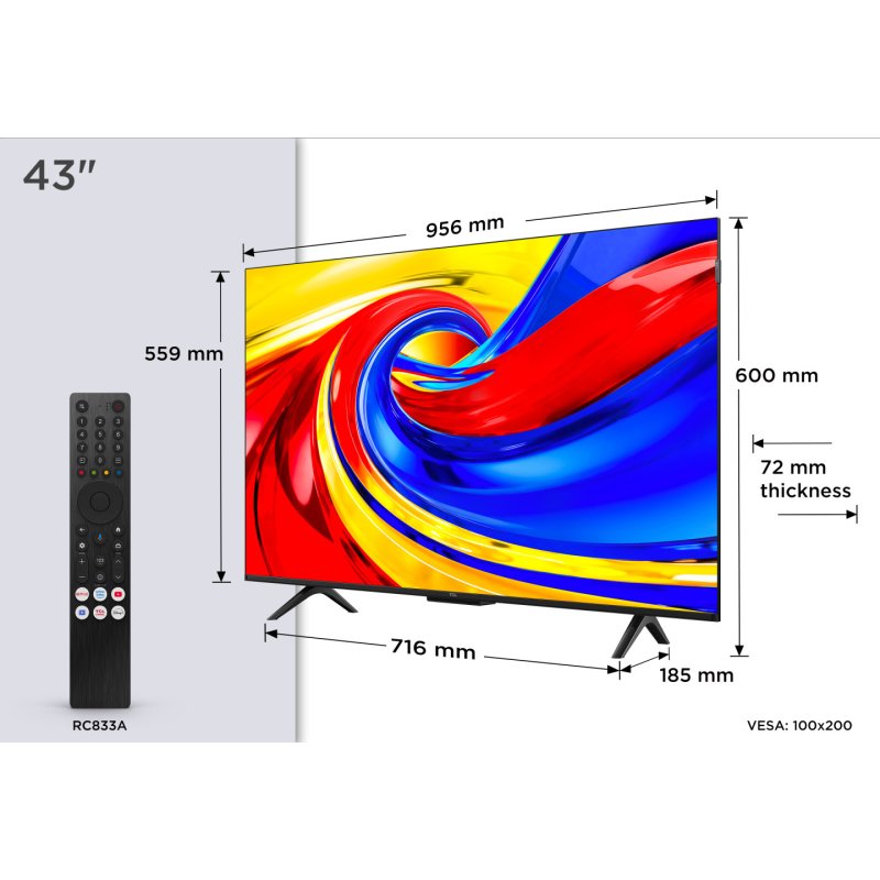 TCL QLED780L 43QLED780L TV 109,2 cm (43") 4K Ultra HD Smart TV Wifi Noir