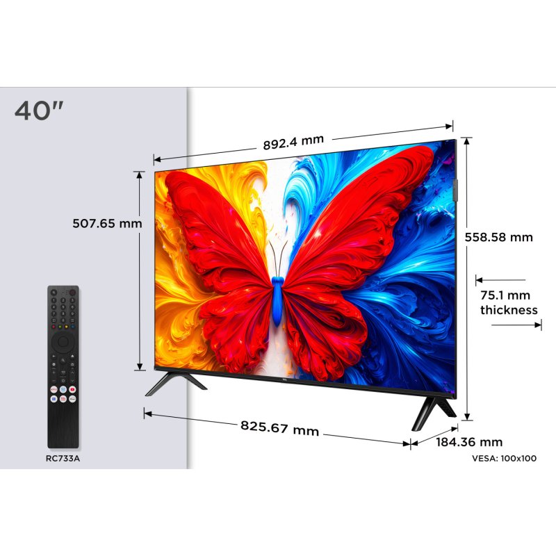 TCL S5L 40S5L TV 101,6 cm (40") Full HD Smart TV Wifi Noir 300 cd/m²