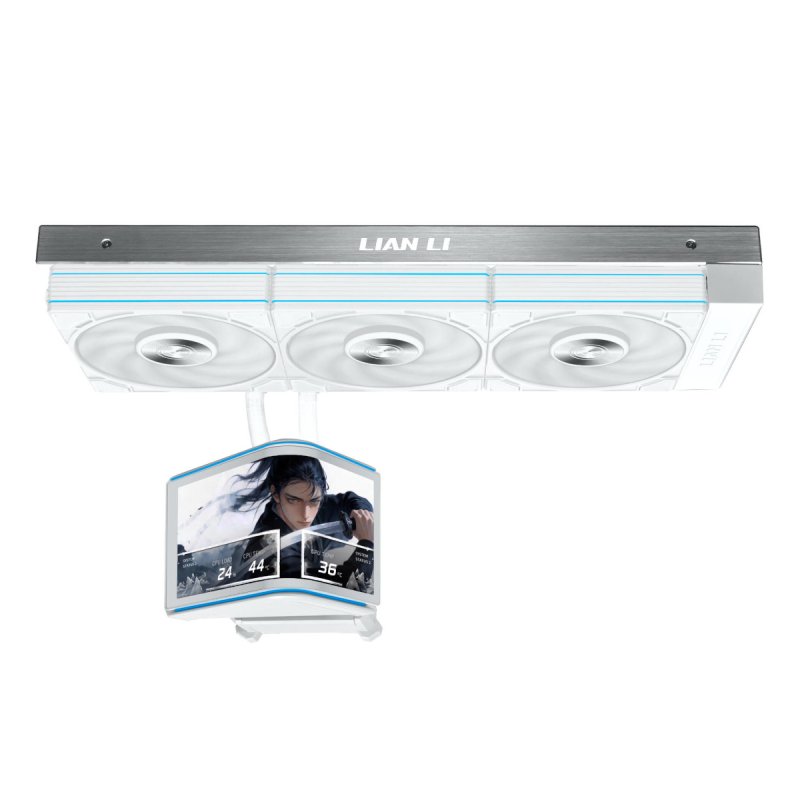 Lian Li HydroShift II OLED Curved 360 UNI FAN P28 AiO-Wasserkühlung, 360 mm, OLED-Display, P28-Lüfter - weiß