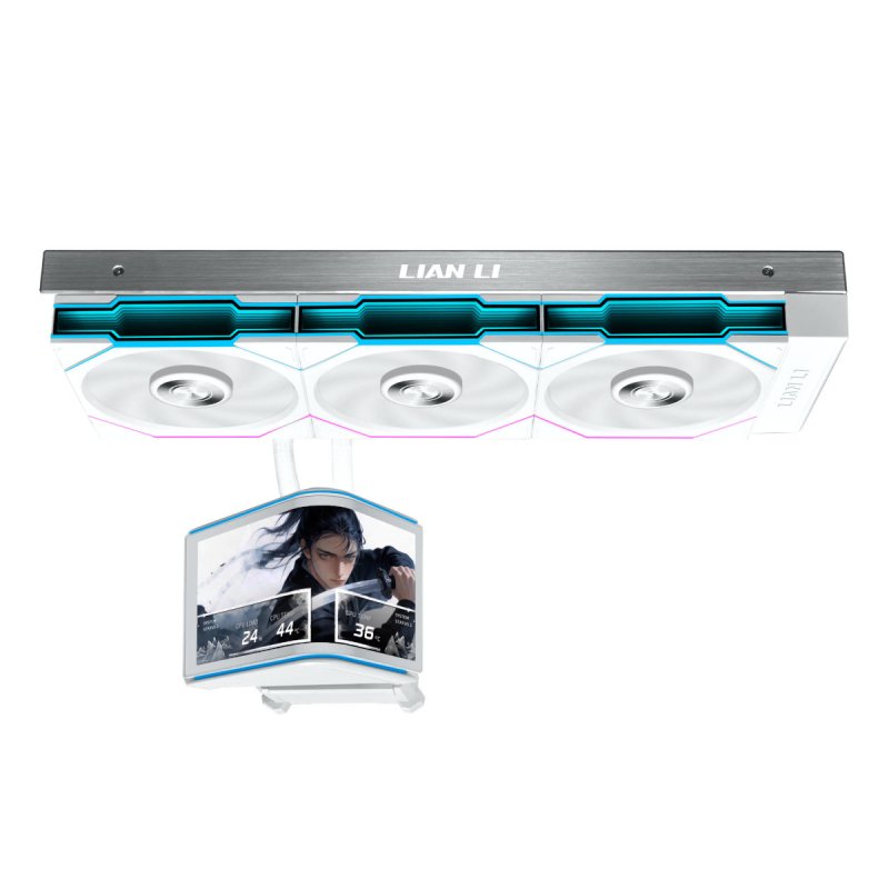 Lian Li HydroShift II OLED Curved 360 UNI FAN TL AiO-Wasserkühlung, 360 mm, OLED-Display, TL-FLEX-Lüfter - weiß
