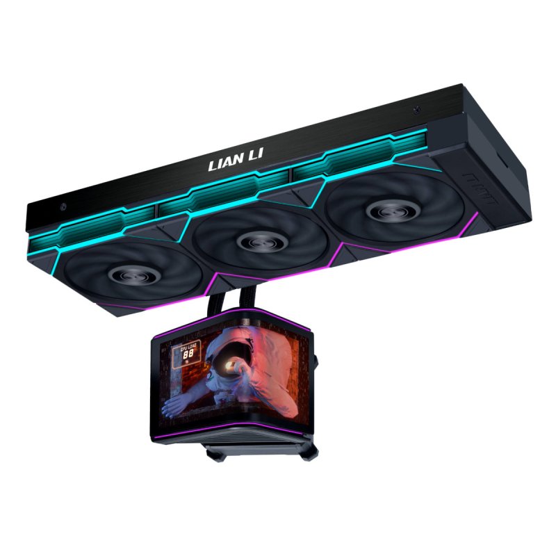 Lian Li HydroShift II OLED Curved 360 UNI FAN TL AiO-Wasserkühlung, 360 mm, OLED-Display, TL-FLEX-Lüfter - schwarz