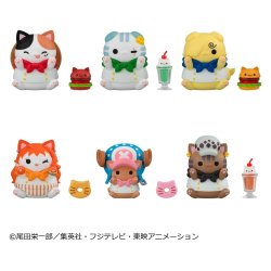 One Piece Mega Cat Project Mini Figures NyanPieceNyan! Diner! 3 cm Blind Box Display (6)