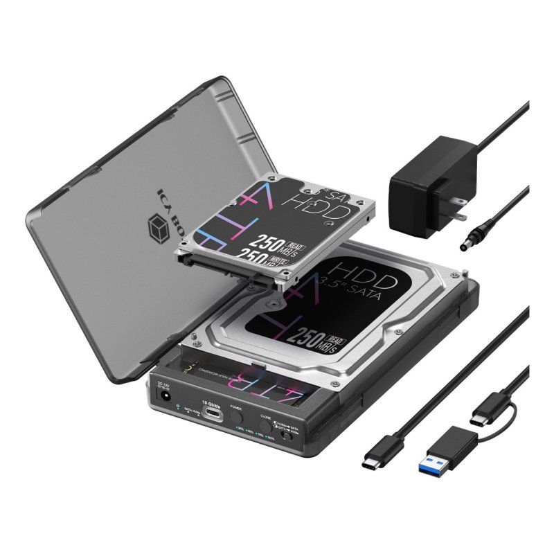 ICY BOX IB-3882MSCL-CU31 Boîtier disque dur/SSD Noir M.2/2.5"/3.5"