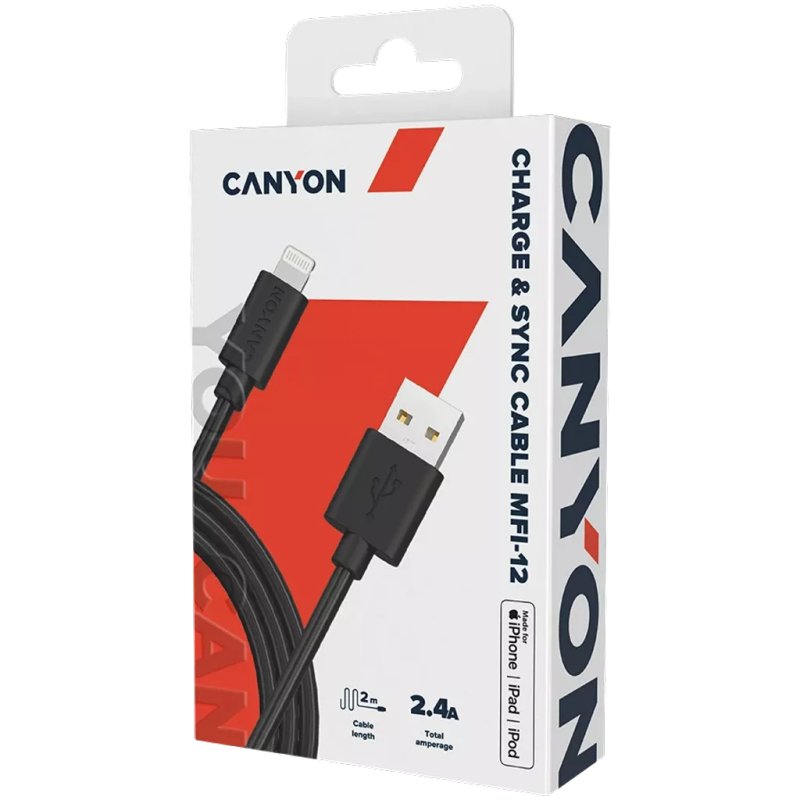 Canyon CNS-MFIC12B câble Lightning 2 m Noir