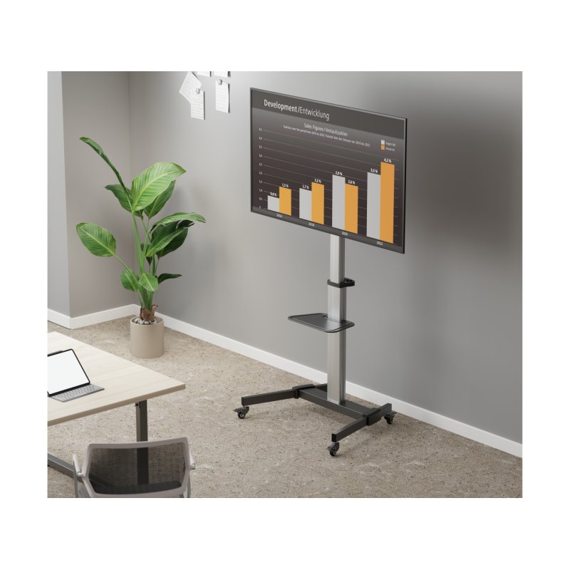 EQUIP 650630 TV-Bodenständer Min. 94 cm (37") Max. 2,18 m (86") Max. VESA 600 x 400 mm 50 kg Silber
