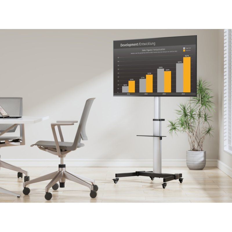 EQUIP 650630 TV-Bodenständer Min. 94 cm (37") Max. 2,18 m (86") Max. VESA 600 x 400 mm 50 kg Silber