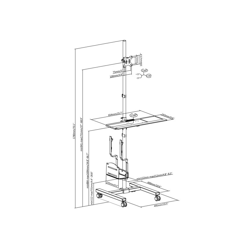 Equip 17"-32" Single Monitor Mobile Workstation